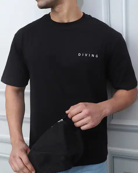 Relaxed Fit Short Sleeves Graphic Back Print Crew Tshirt