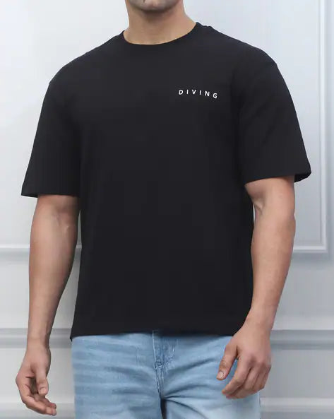 Relaxed Fit Short Sleeves Graphic Back Print Crew Tshirt