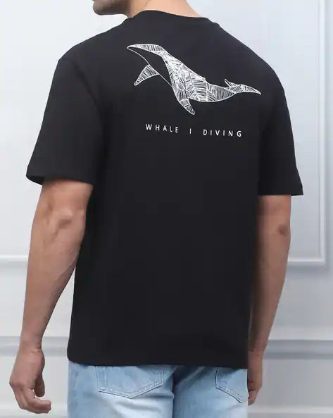 Relaxed Fit Short Sleeves Graphic Back Print Crew Tshirt