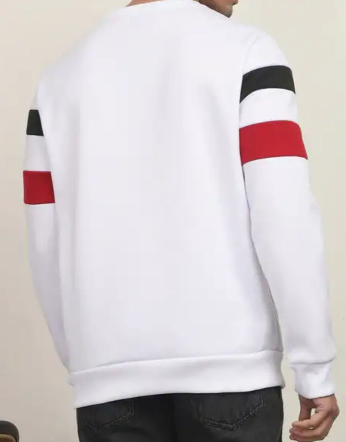 Full Sleeve Colour-Block Striped Crew Sweatshirt