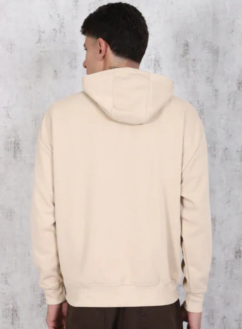 Relaxed Fit Drop Shoulder Graphic Chest Print Hoodie with Pocket