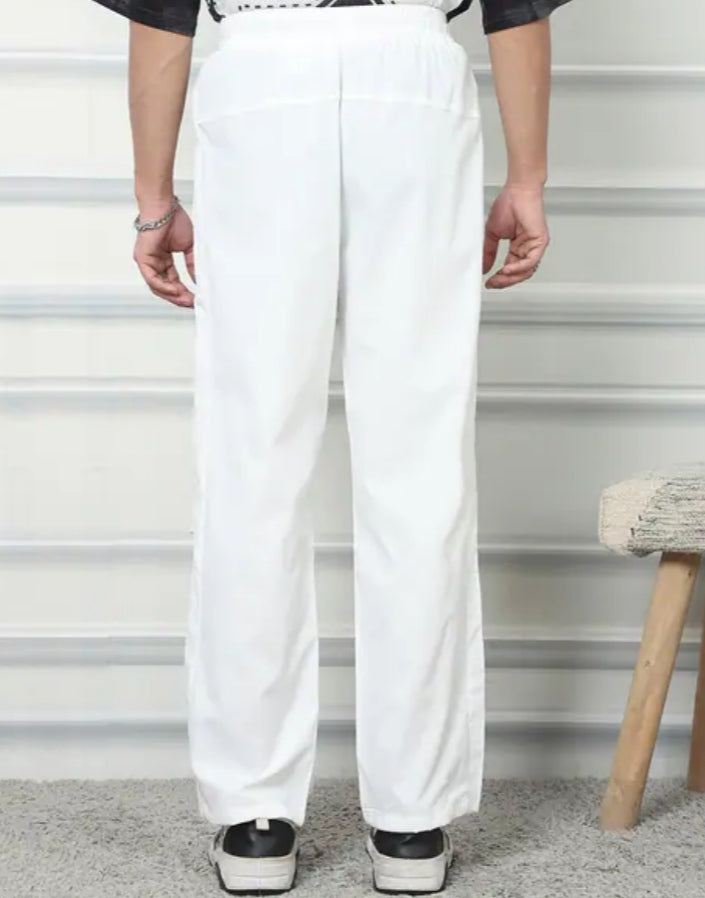 Full Length Contrast Piping Pleated Track Pants
