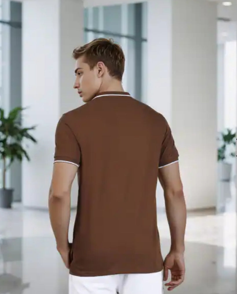 Short Sleeves Contrast Binding Polo Tshirt