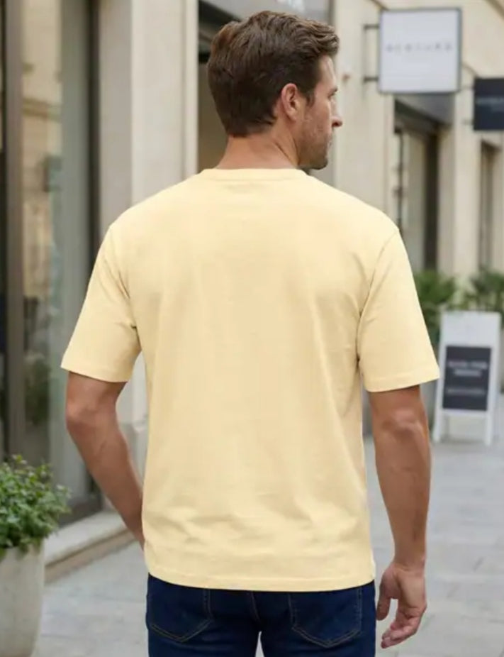 Drop Shoulder Typographic Chest Print Crew Tshirt