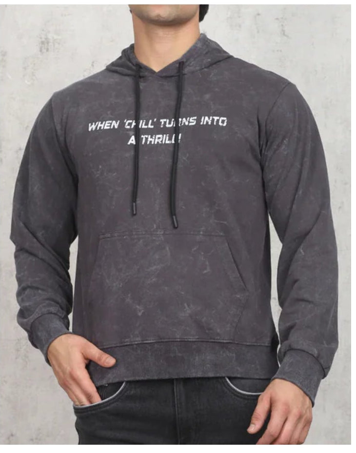 Full Sleeve Typographic Chest And Back Printed Hoodie