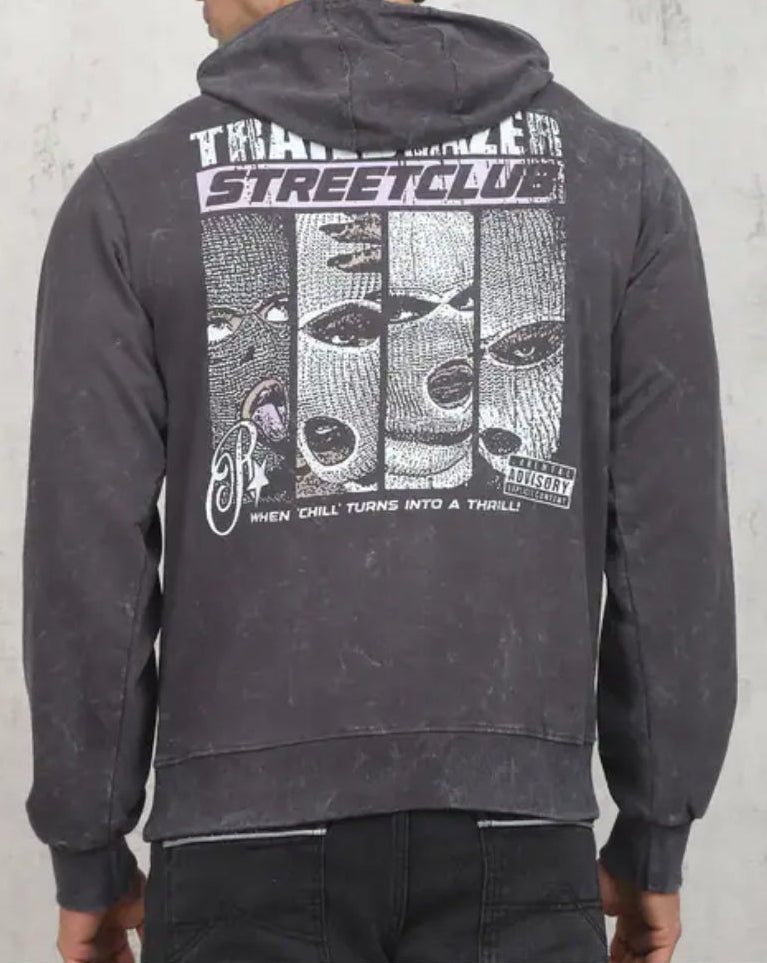 Full Sleeve Typographic Chest And Back Printed Hoodie